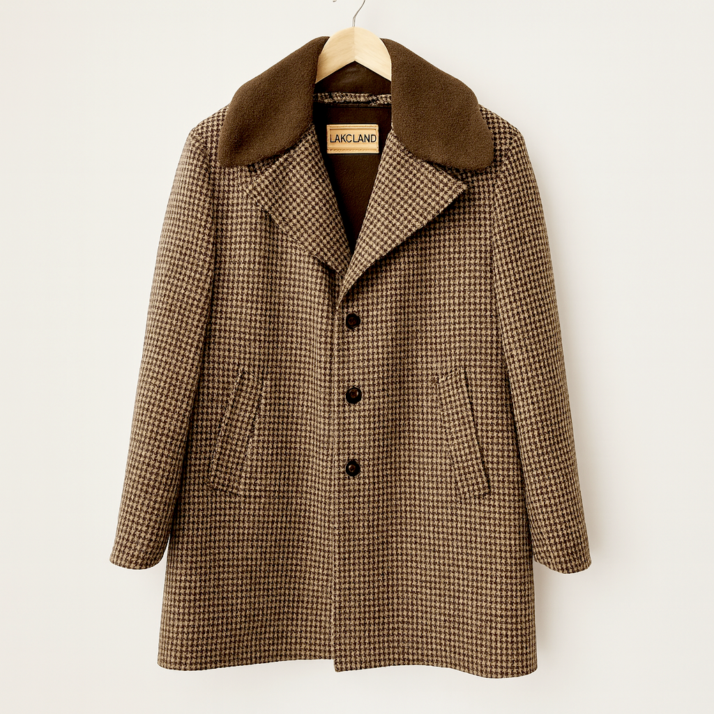 Wool Herringbone Shearling Coat