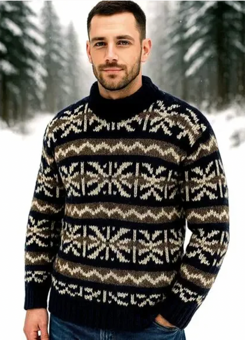 Hand Knit 100% Wool Ski Sweater