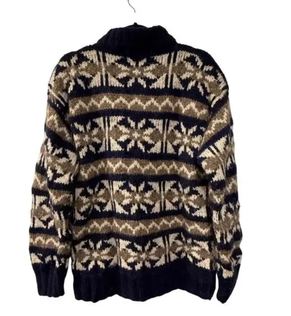 Hand Knit 100% Wool Ski Sweater