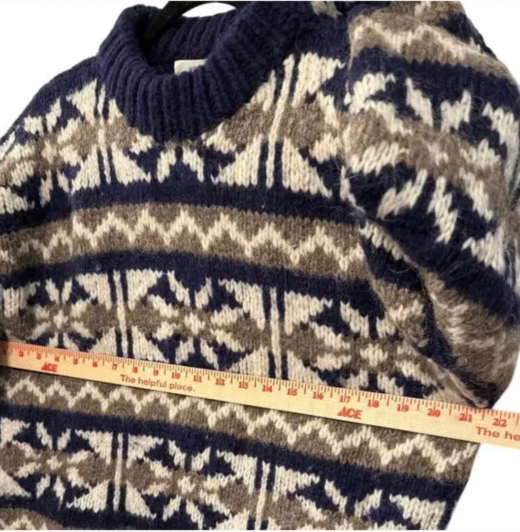 Hand Knit 100% Wool Ski Sweater