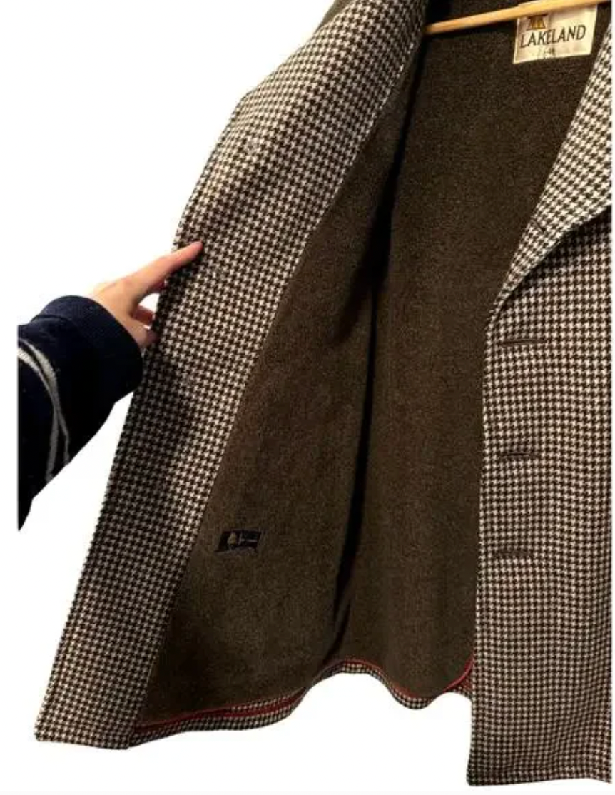 Wool Herringbone Shearling Coat