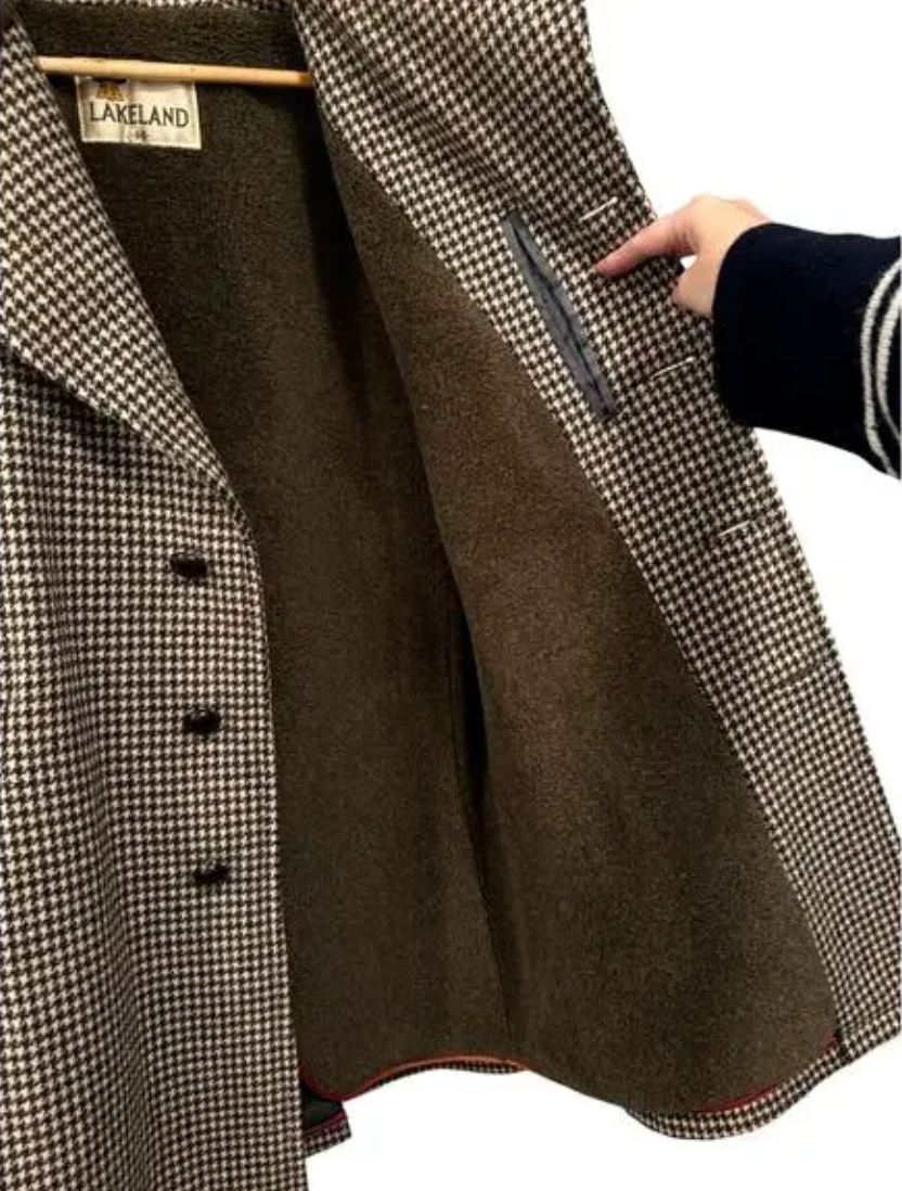 Wool Herringbone Shearling Coat