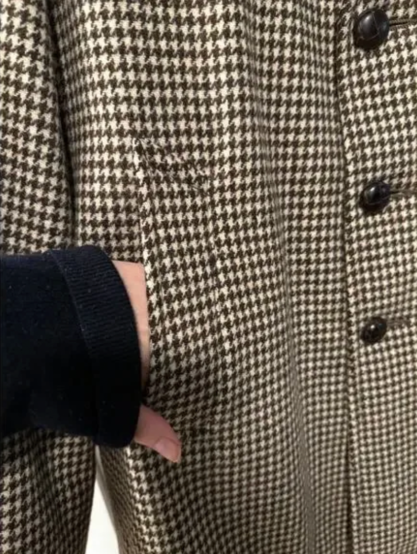 Wool Herringbone Shearling Coat