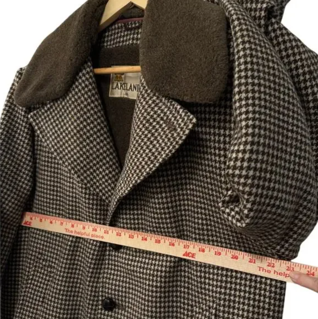 Wool Herringbone Shearling Coat