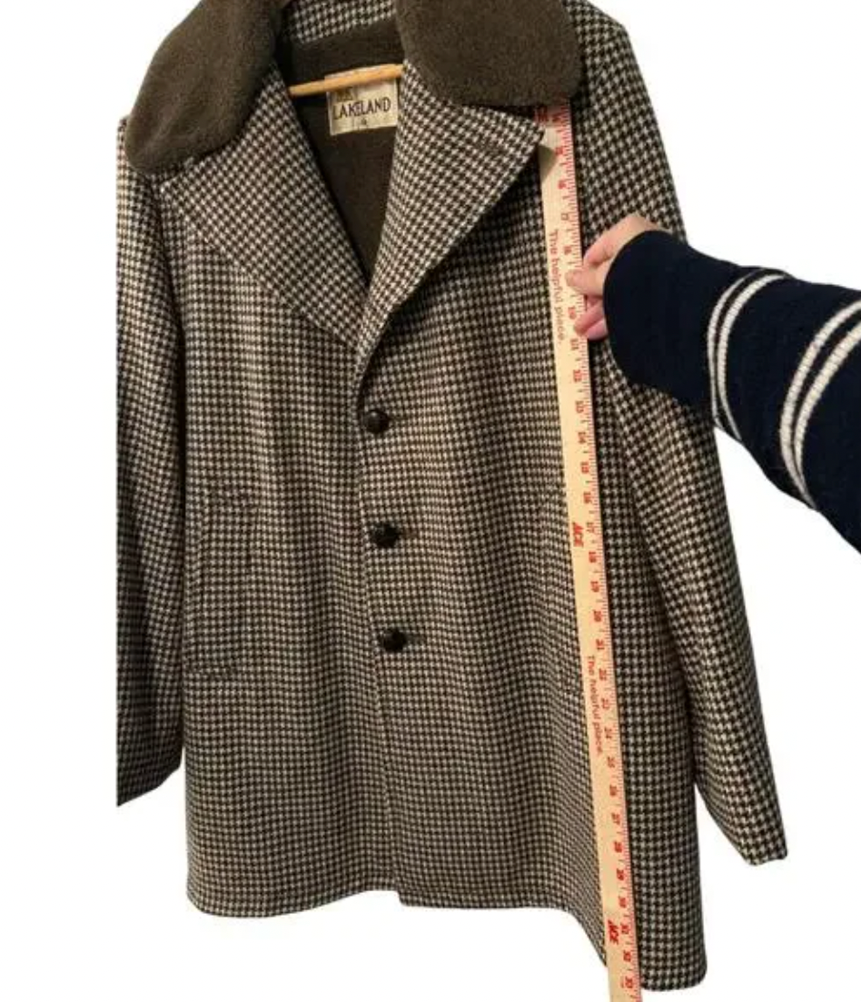 Wool Herringbone Shearling Coat